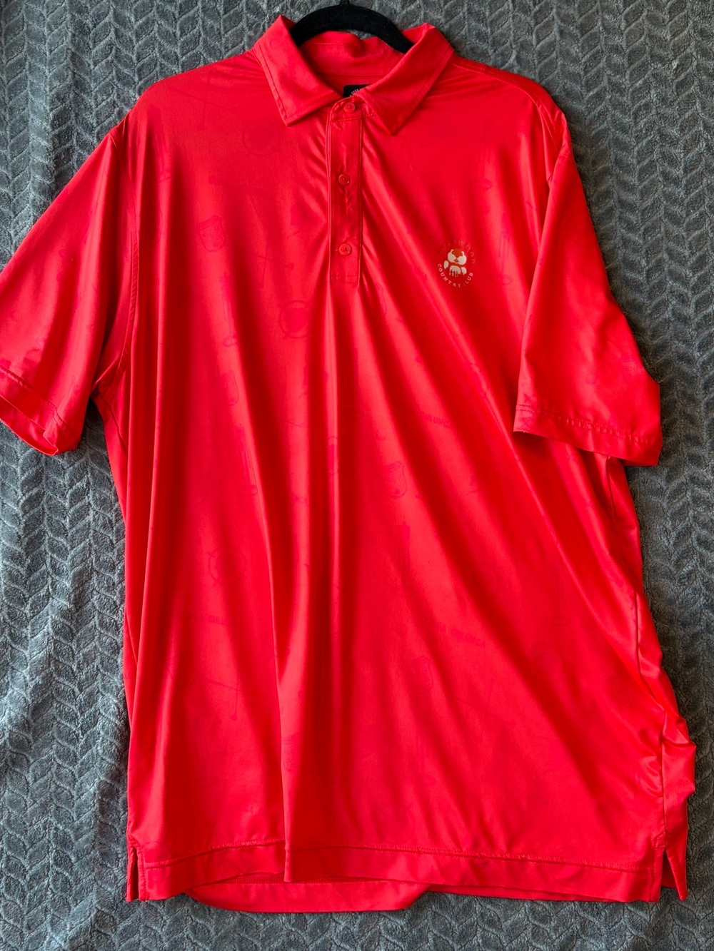 Men's Red Performance Polo with Subtle Embroidered Crest - Unbranded